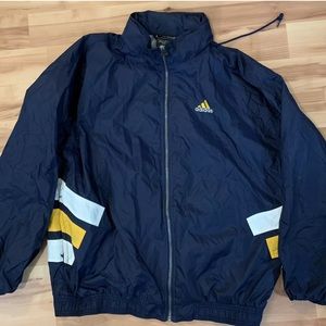 Vintage Adidas Wind Jacket Hood Blue/yellow/ XL